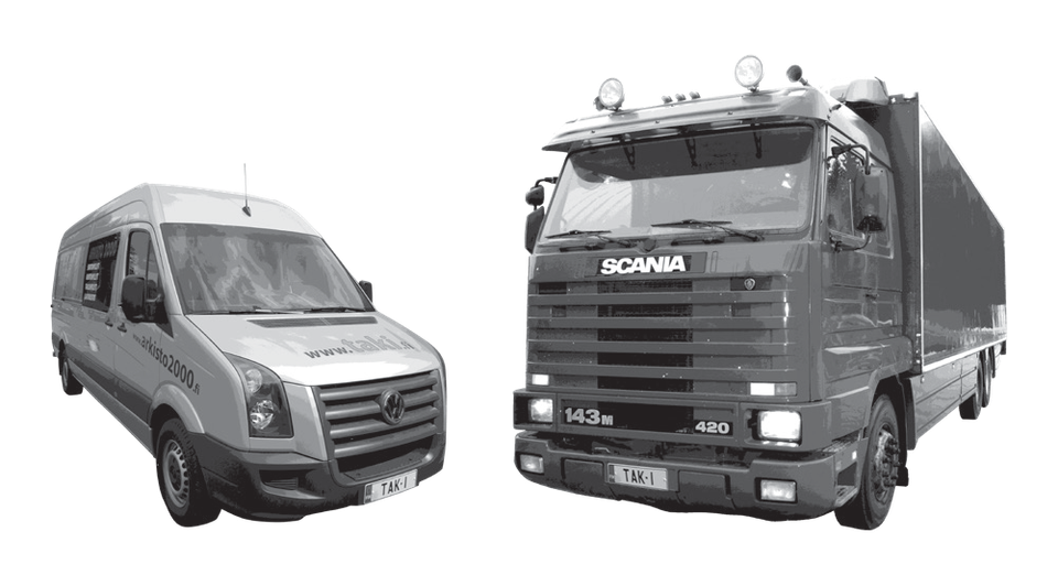 Volkswagen Crafter van and Scania lorry with TAKI® decals